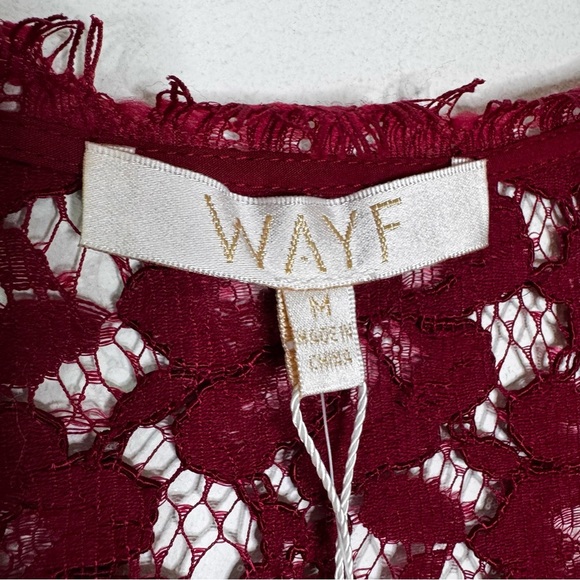 Wayf Say It Out Loud Lace Mini Dress Garnet Red Size M NWT - Picture 9 of 12